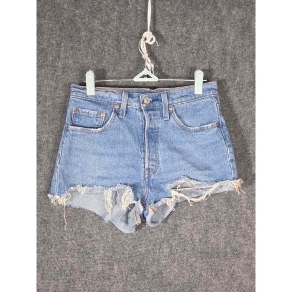 Levi's 501 Original Women 26 High Rise Cut Off Denim‎ Shorts Blue Summer Casual